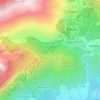 Mappa topografica Baleone, altitudine, rilievo