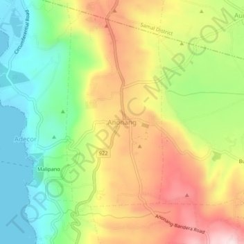 Mappa topografica Anonang, altitudine, rilievo