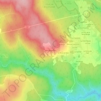 Mappa topografica Saint-Barthélémy, altitudine, rilievo