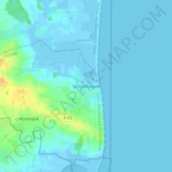 Mappa topografica Schönhagen, altitudine, rilievo