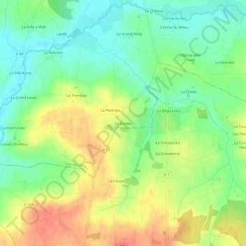 Mappa topografica La Coulée, altitudine, rilievo