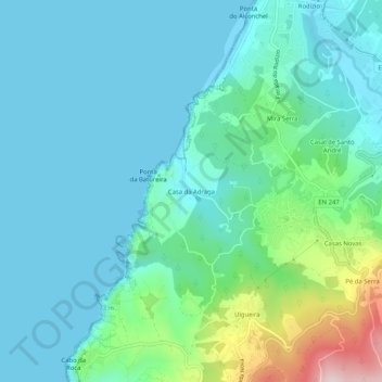 Mappa topografica Casa da Adraga, altitudine, rilievo