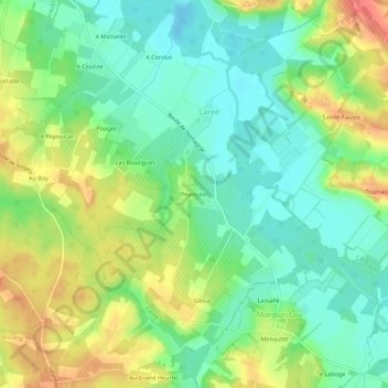 Mappa topografica Peyroutin, altitudine, rilievo
