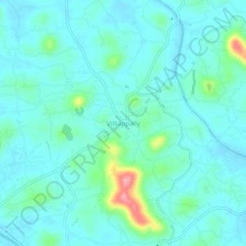 Mappa topografica Villiappally, altitudine, rilievo