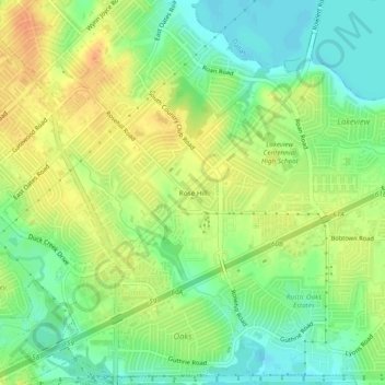 Mappa topografica Rose Hill, altitudine, rilievo