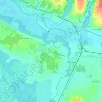 Mappa topografica Chez Berne, altitudine, rilievo