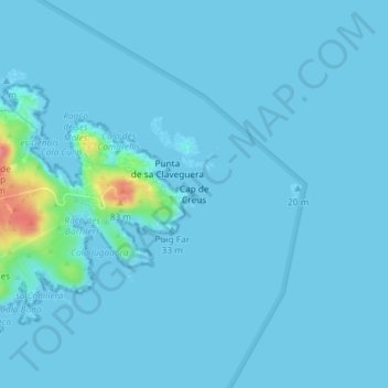 Mappa topografica Cabo de Creus, altitudine, rilievo