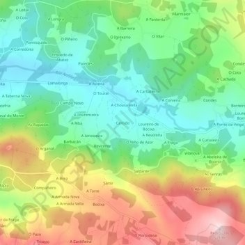 Mappa topografica Cercido, altitudine, rilievo