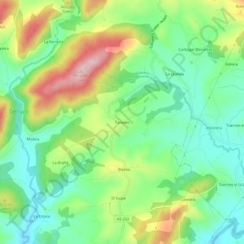 Mappa topografica Parades, altitudine, rilievo