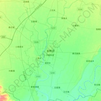Mappa topografica 新野县, altitudine, rilievo