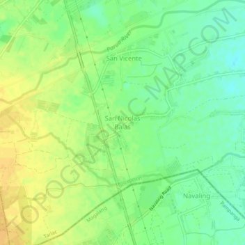 Mappa topografica San Nicolas Balas, altitudine, rilievo
