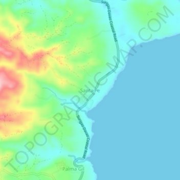 Mappa topografica Santa Fe, altitudine, rilievo