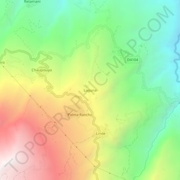 Mappa topografica Laguna, altitudine, rilievo