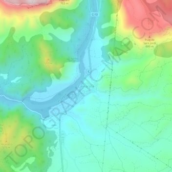 Mappa topografica Camarasa, altitudine, rilievo