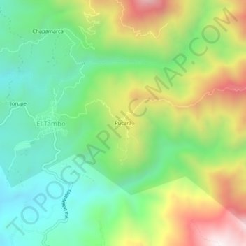 Mappa topografica Pucará, altitudine, rilievo