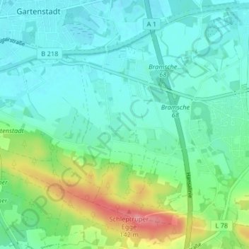 Mappa topografica Schleptrup, altitudine, rilievo