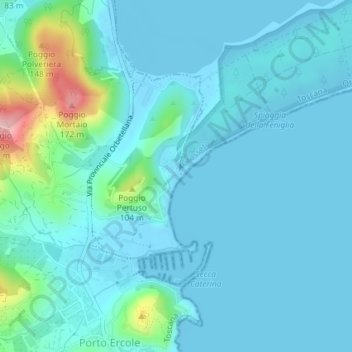 Mappa topografica Feniglia, altitudine, rilievo