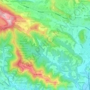 Mappa topografica Galbusera Bianca, altitudine, rilievo