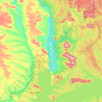 Mappa topografica Бурнина, altitudine, rilievo