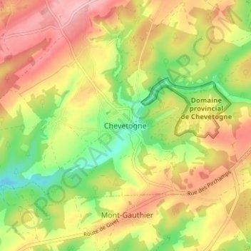 Mappa topografica Chevetogne, altitudine, rilievo