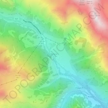 Mappa topografica Bersezio, altitudine, rilievo