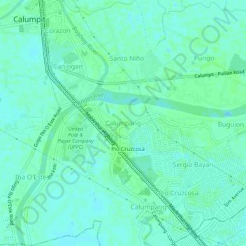 Mappa topografica Calumpang, altitudine, rilievo