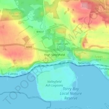 Mappa topografica High Valleyfield, altitudine, rilievo
