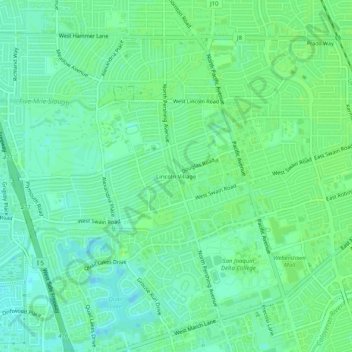 Mappa topografica Lincoln Village, altitudine, rilievo