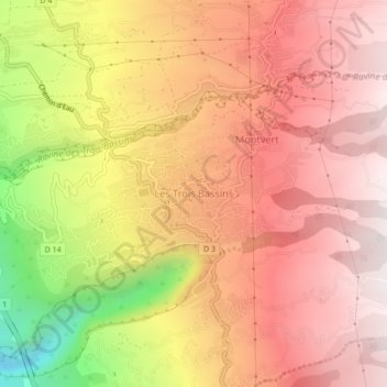 Mappa topografica Les Trois Bassins, altitudine, rilievo