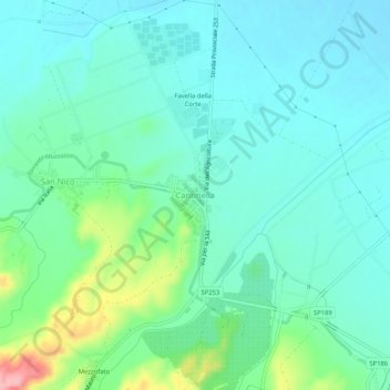Mappa topografica Cantinella, altitudine, rilievo