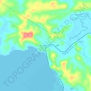 Mappa topografica Hondagua, altitudine, rilievo