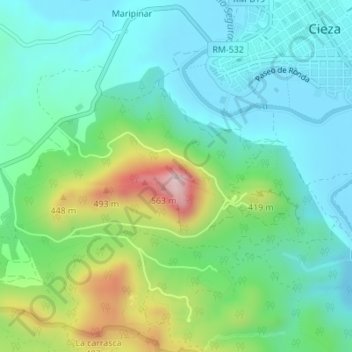 Mappa topografica La atalaya, altitudine, rilievo