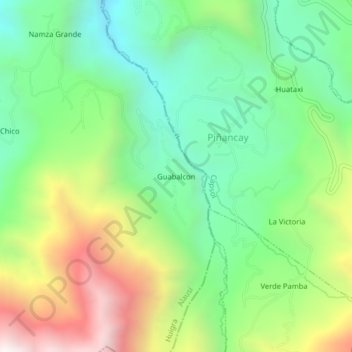 Mappa topografica Guabalcon, altitudine, rilievo