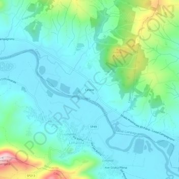 Mappa topografica Cesine, altitudine, rilievo