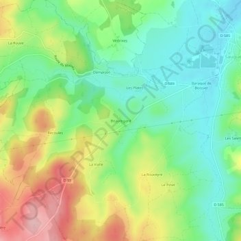 Mappa topografica Beauregard, altitudine, rilievo