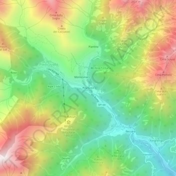 Mappa topografica Pinchiolo, altitudine, rilievo
