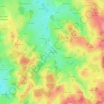 Mappa topografica La Chirade, altitudine, rilievo