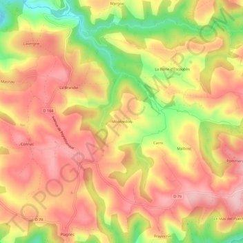 Mappa topografica Montredon, altitudine, rilievo