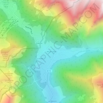 Mappa topografica Moulin Vieux, altitudine, rilievo