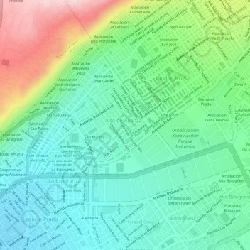 Mappa topografica LL, altitudine, rilievo