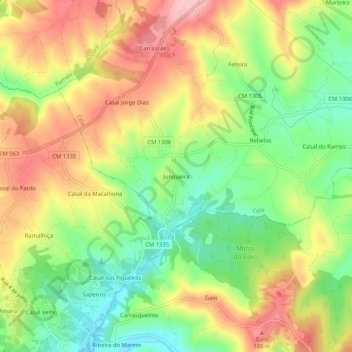 Mappa topografica Junqueira, altitudine, rilievo