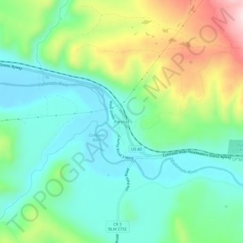 Mappa topografica Parshall, altitudine, rilievo