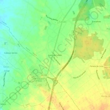 Mappa topografica Canto de Calvão, altitudine, rilievo