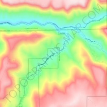 Mappa topografica Dale, altitudine, rilievo