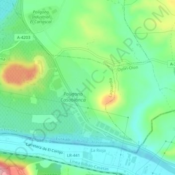 Mappa topografica Malpica, altitudine, rilievo