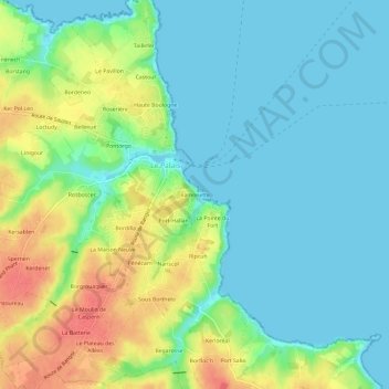 Mappa topografica Ramonette, altitudine, rilievo