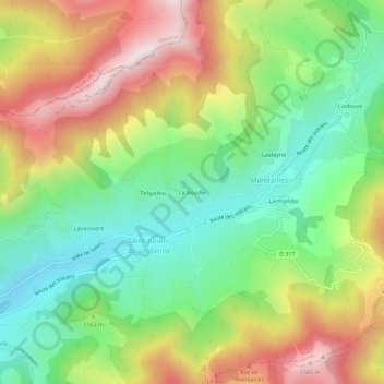 Mappa topografica La Boudie, altitudine, rilievo
