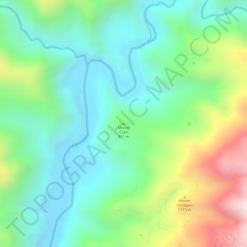 Mappa topografica Mount Caas, altitudine, rilievo