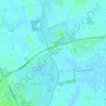 Mappa topografica Hull Bridge, altitudine, rilievo