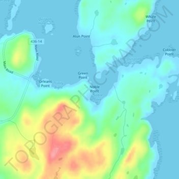 Mappa topografica Quirpon, altitudine, rilievo